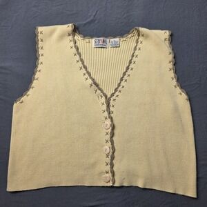 steffao women's vest y2k croppped sweater cottagecore grandmacore medium